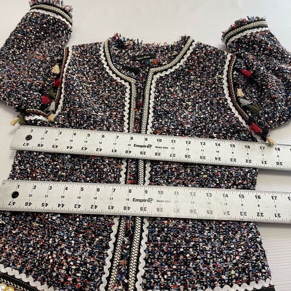 Lea & Viola Boucle Fringe Tassel Trim Jacket Size Small - Picture 5 of 9